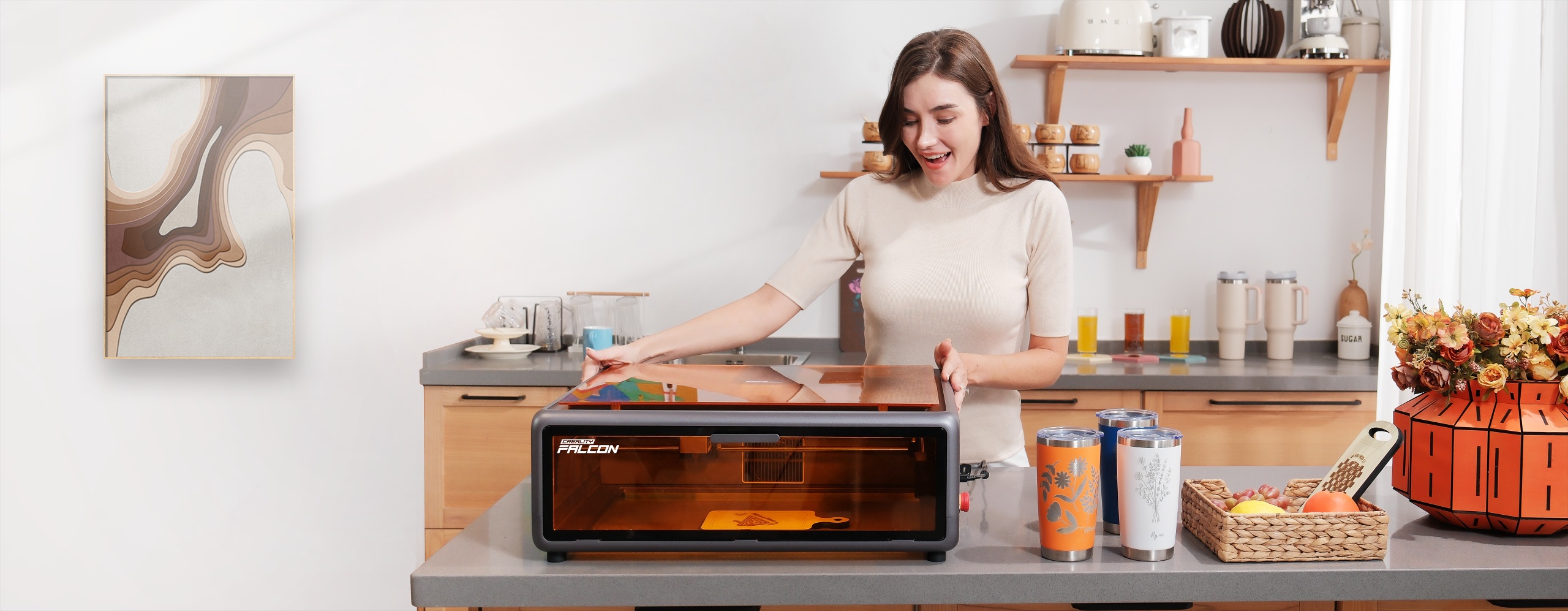 Creality Falcon A1 10W kapalı kasa lazer kazıma ve kesim makinesi