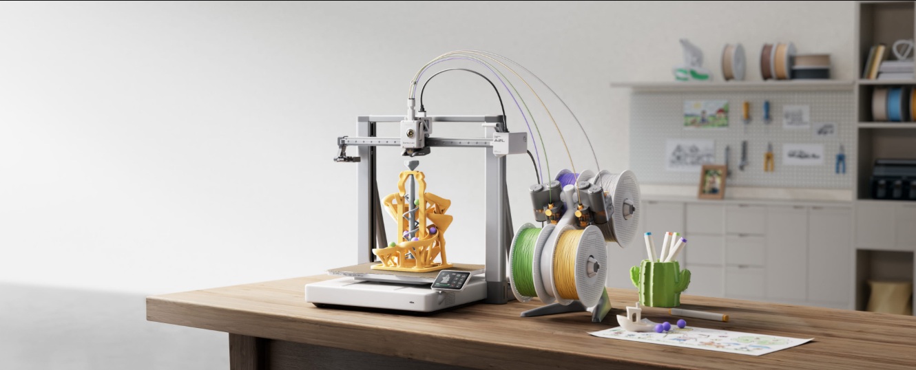 Bambu Lab A2L 3D yazıcı ve &ccedil;oklu filament sistemi