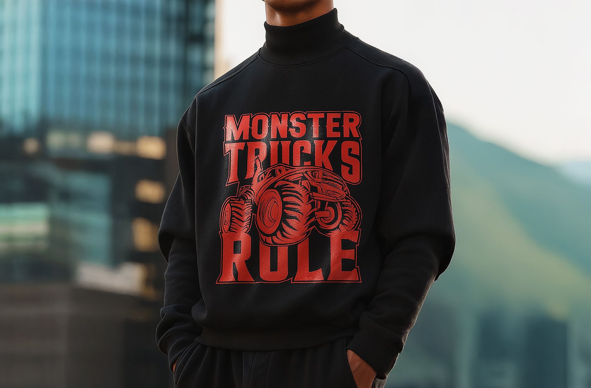 Sweatshirt &uuml;zerinde renkli tekstil uygulaması