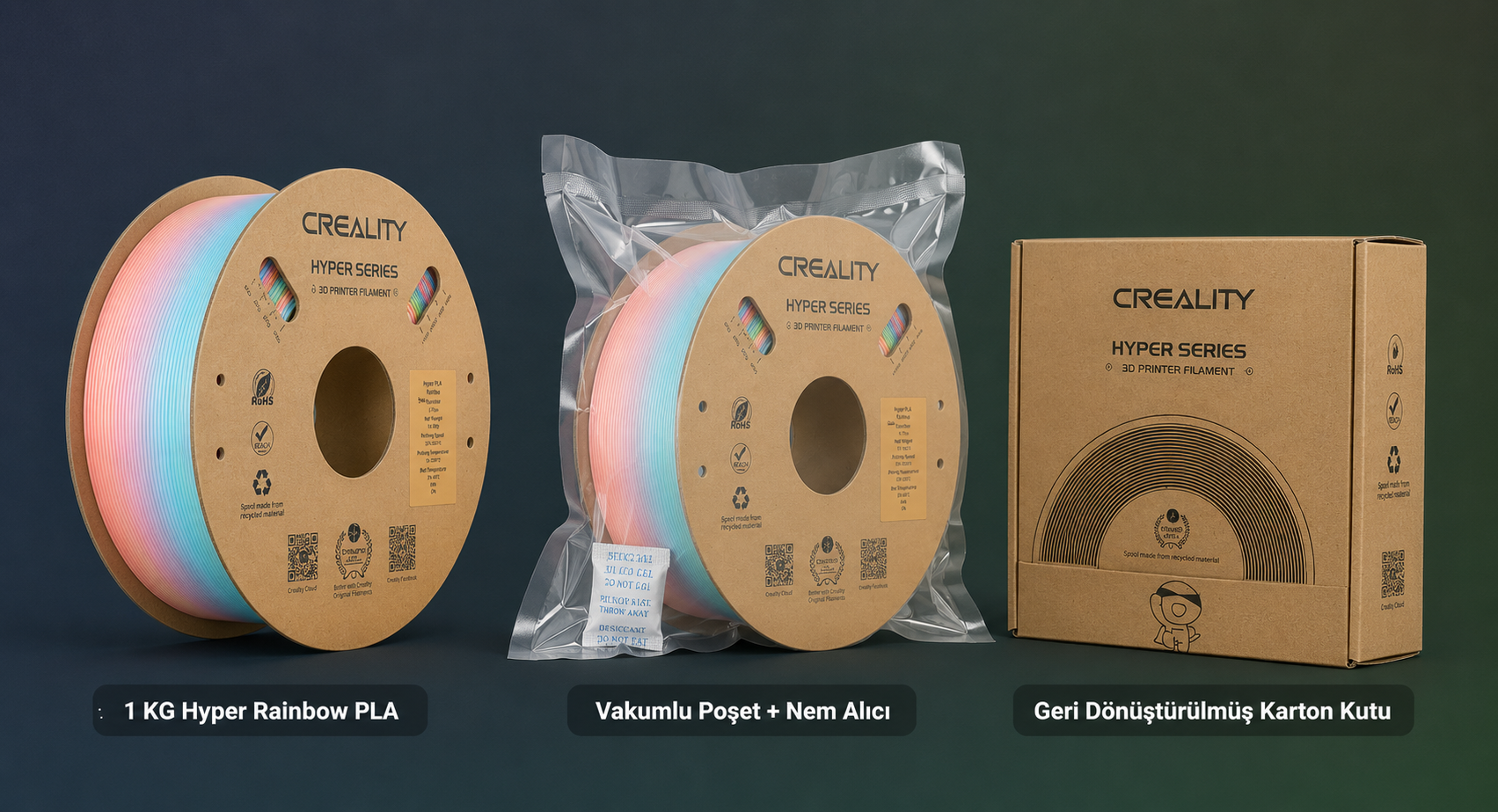 Creality Hyper Rainbow PLA Kutu İ&ccedil;eriği