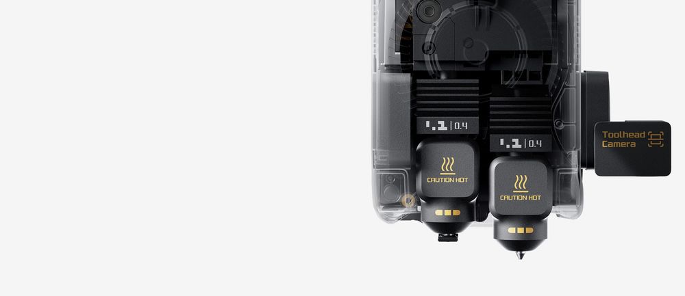 Bambu Lab X2D &ccedil;ift nozul ve takım kafası kamera sistemi