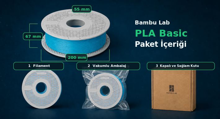 Bambu Lab PLA Basic Kutu İ&ccedil;eriği