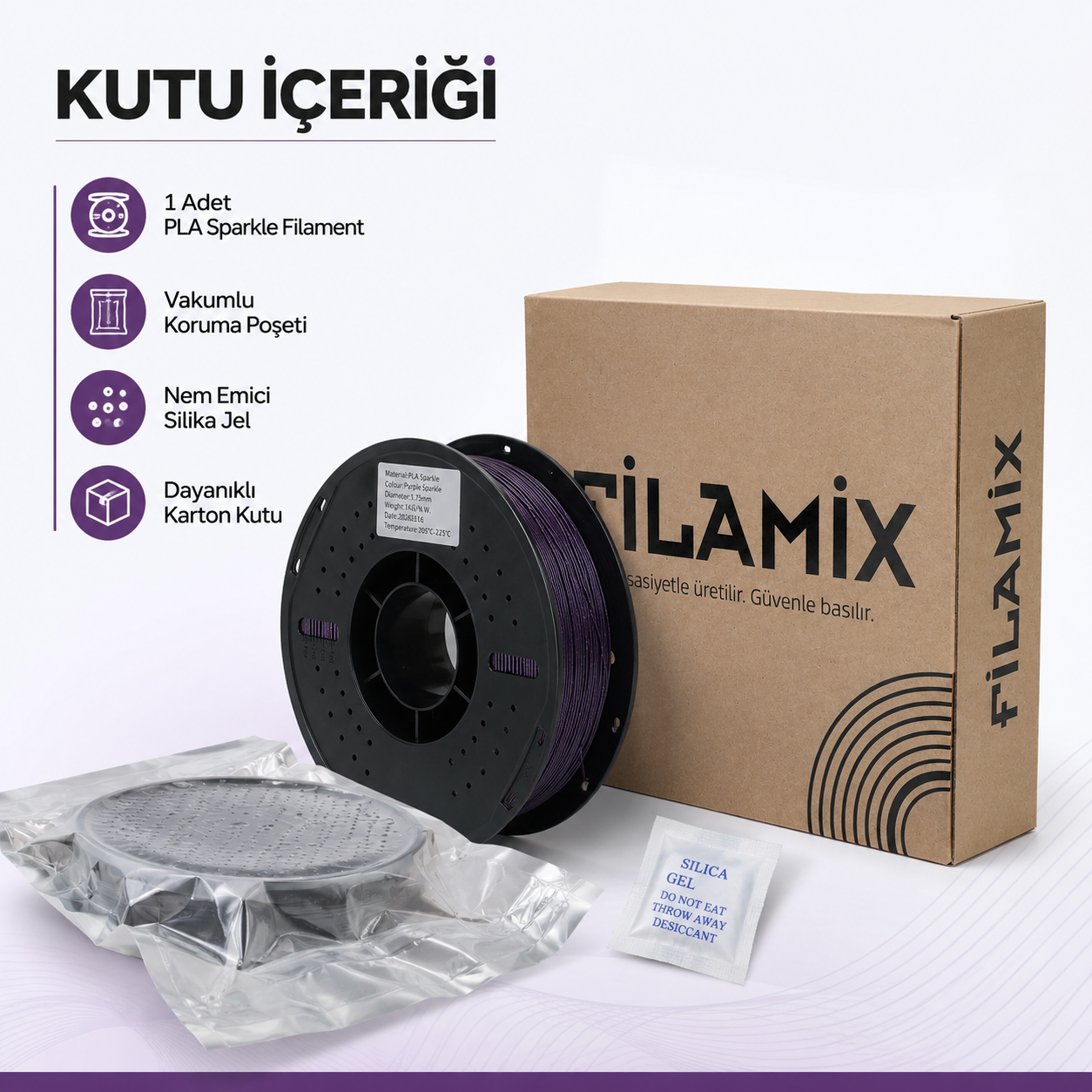 Filamix PLA Sparkle makara ve ambalaj