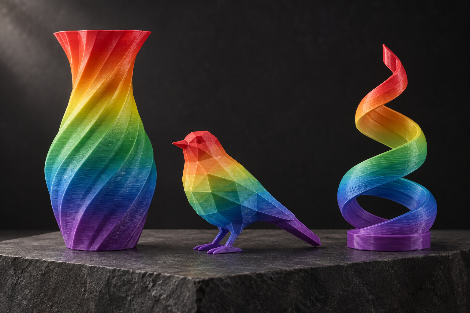 Creality CR-PLA Rainbow i&ccedil;in renge uygun temsili dekoratif baskı fikirleri