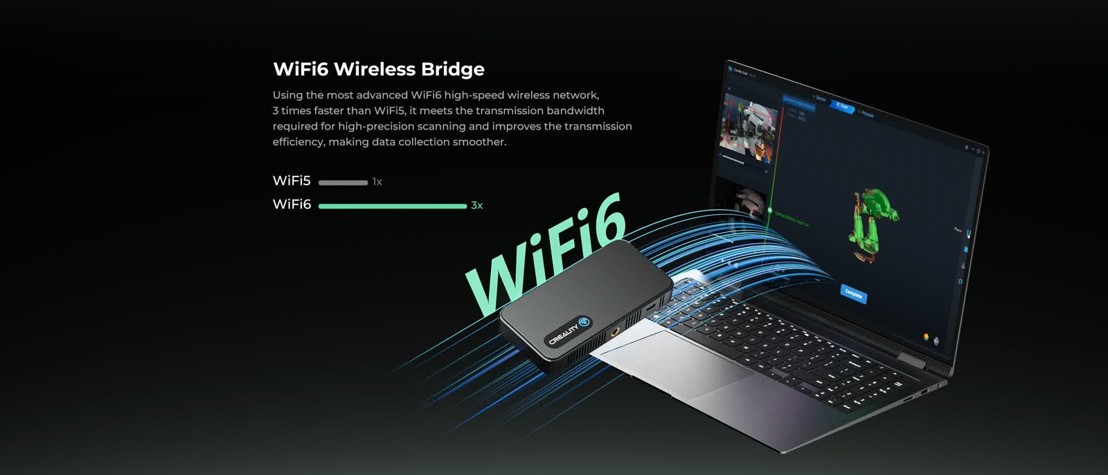 Creality CR Scan Ferret Pro — Wi-Fi 6 kablosuz bağlantı köprüsü
