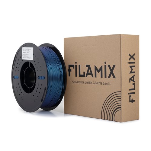 Filamix PLA Chameleon Tavus Kuşu Mavisi makara ve kutu i&ccedil;eriği
